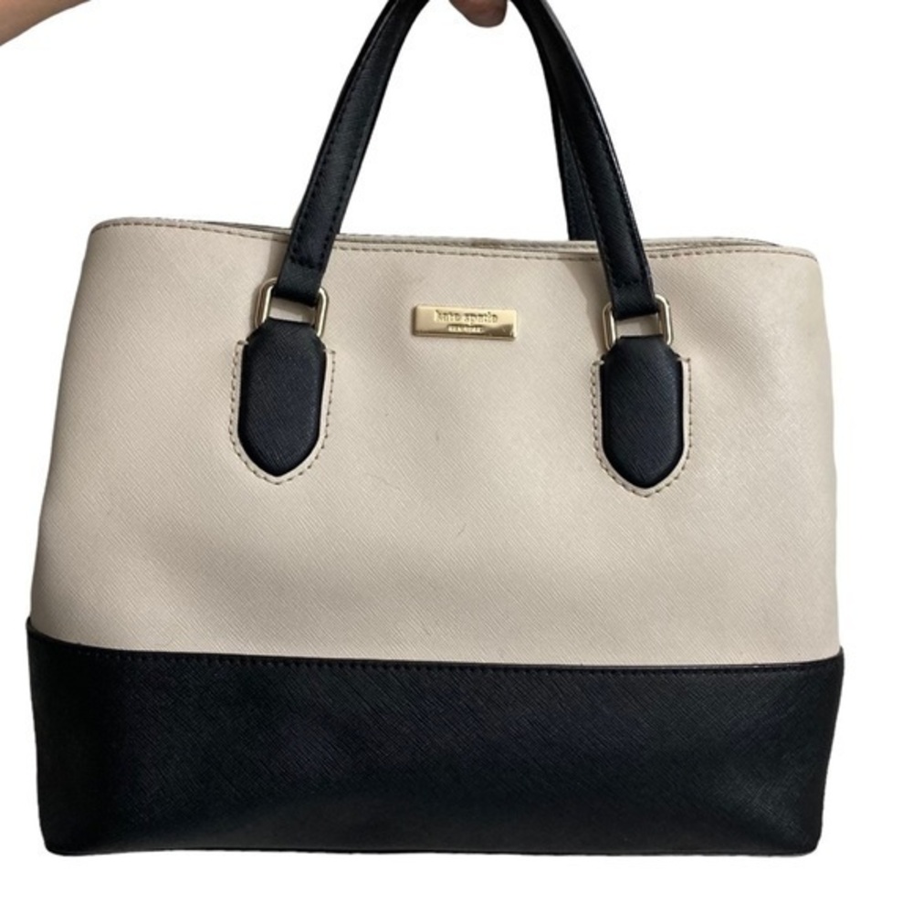 Kate spade black cream color block tote bag
